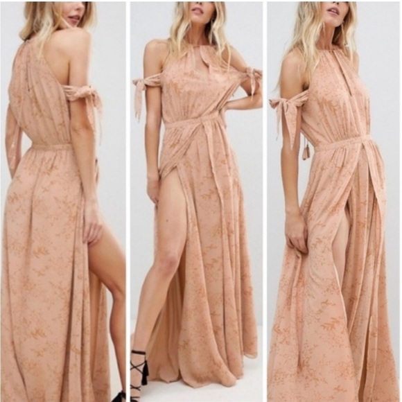 The Jetset Diaries TJD Sierra Floral Maxi Dress Halter Off Shoulder Front Slit S - Picture 13 of 16